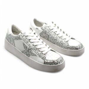 Steve Madden Perona Womens Fashion Sneakers Silver Size 10 M